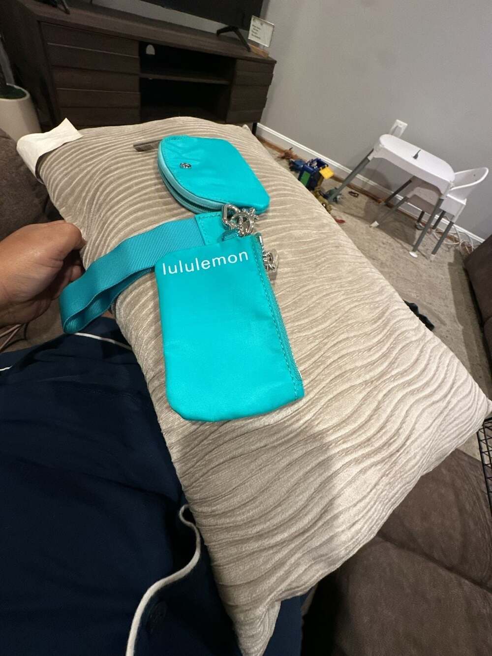 Lululemon Dual Pouch Wristlet Keychain in Teal